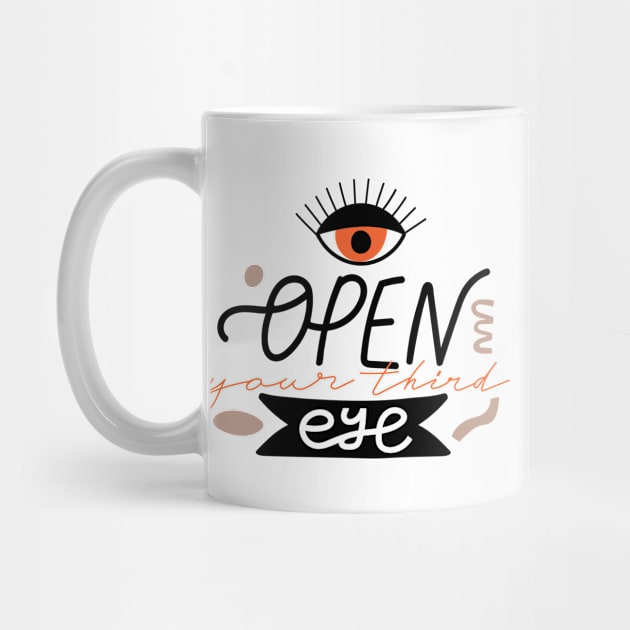 Psychedelic eyes. Motivating typography design "Open your third eye" sign. by CoCoArt-Ua